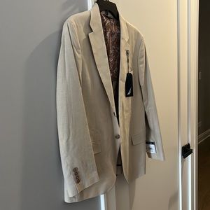 NWT NAUTICA Men's Modern-Fit Chambray Sport Coat tan